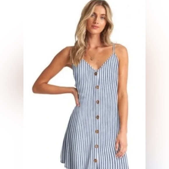 Billabong Sweet For Ya Blue and White Striped Dress Size S - Picture 1 of 8